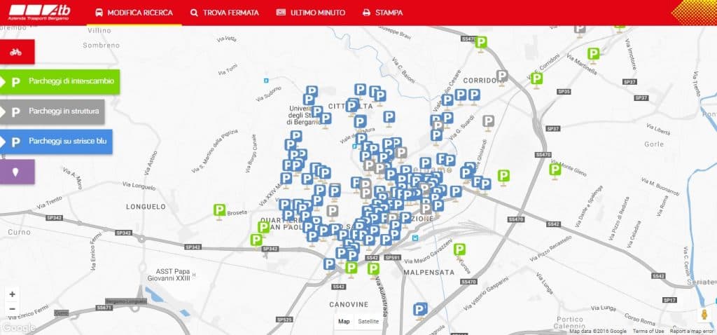 Parcheggi scambiatori programmati e previsti
