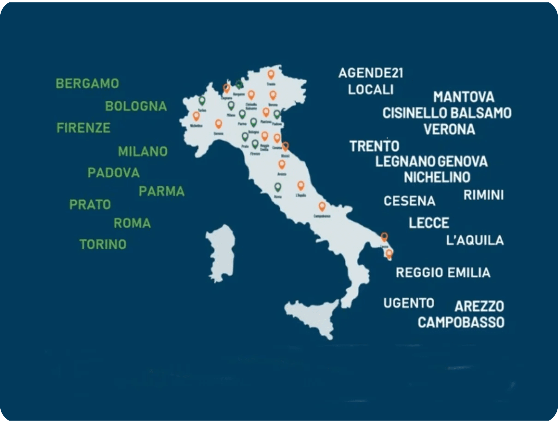 Mappa Italia con città coinvolte
